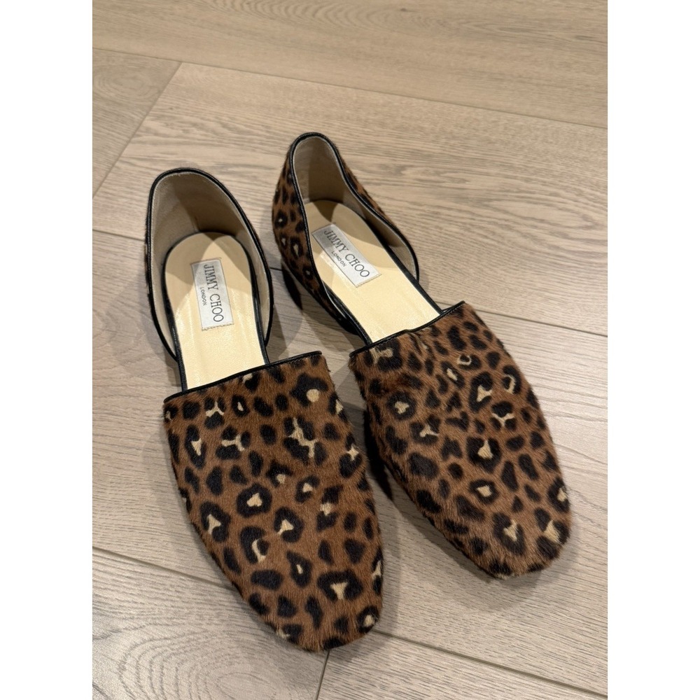jimmy‎ choo haircalf leopard shoes flats Size 9 39